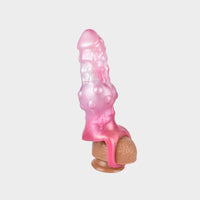 A fun silicone cock sleeve in pink.