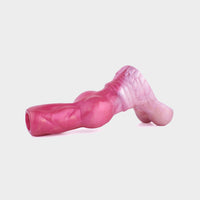 Flexible and soft silicone penis sleeve resembling a canine knot.