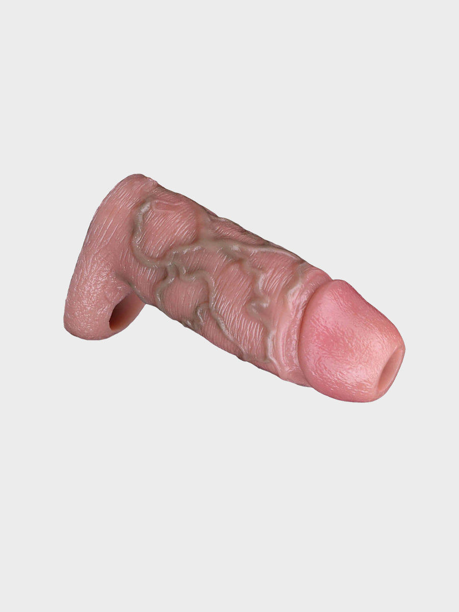 Close-up of the Second Skin Soft Silicone Penis Extender, showcasing its ultra-soft, realistic texture.