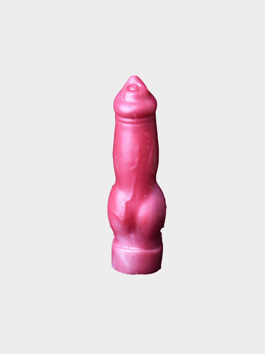 A pink penis sleeve in the style of an animal.