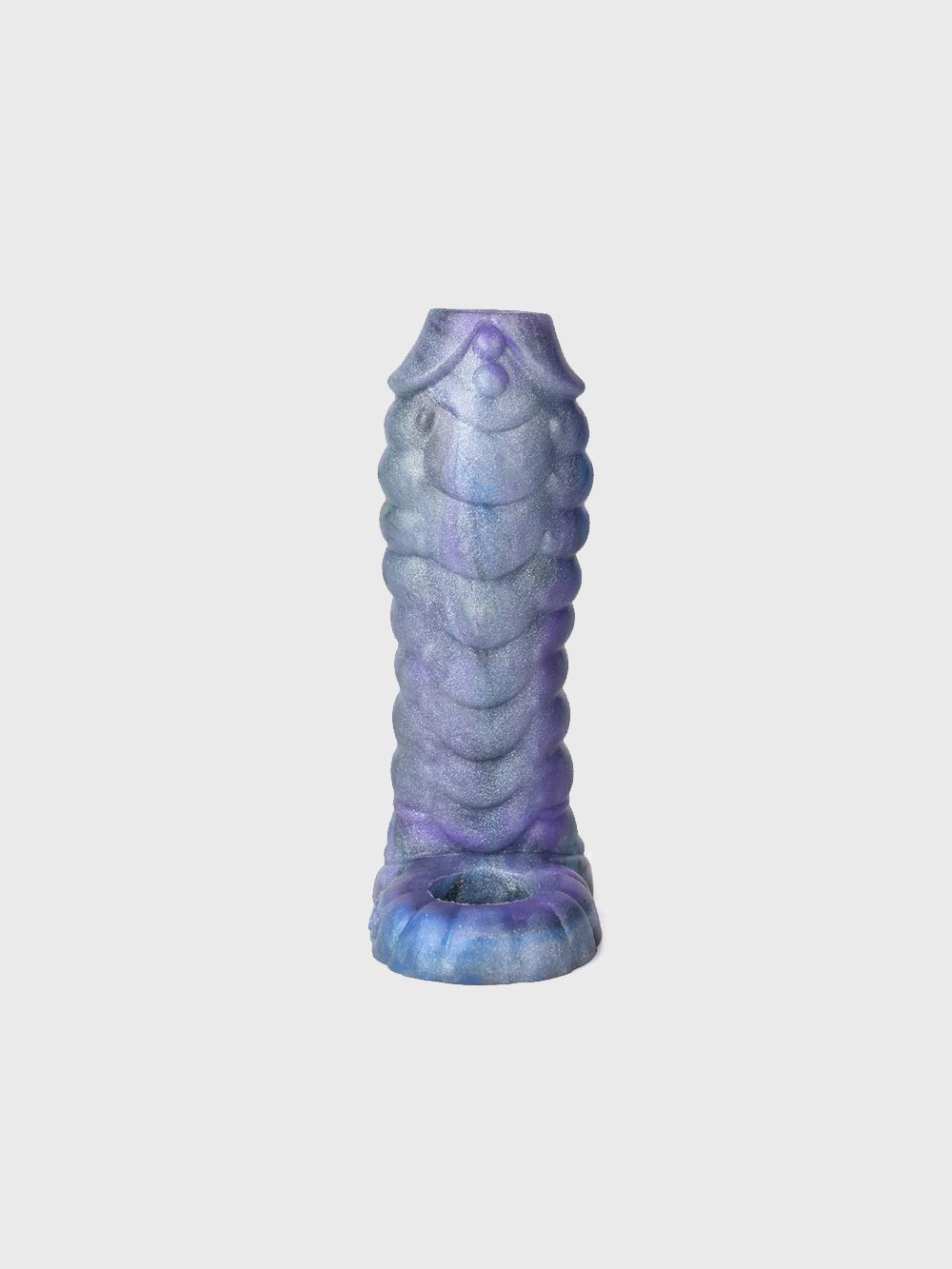 Detailed close-up of the Ice Dragon Cock Sleeve’s raised dragon-scale ridges for intense stimulation.